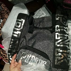 Victoria's S. PINK Holographic iridescent tote set